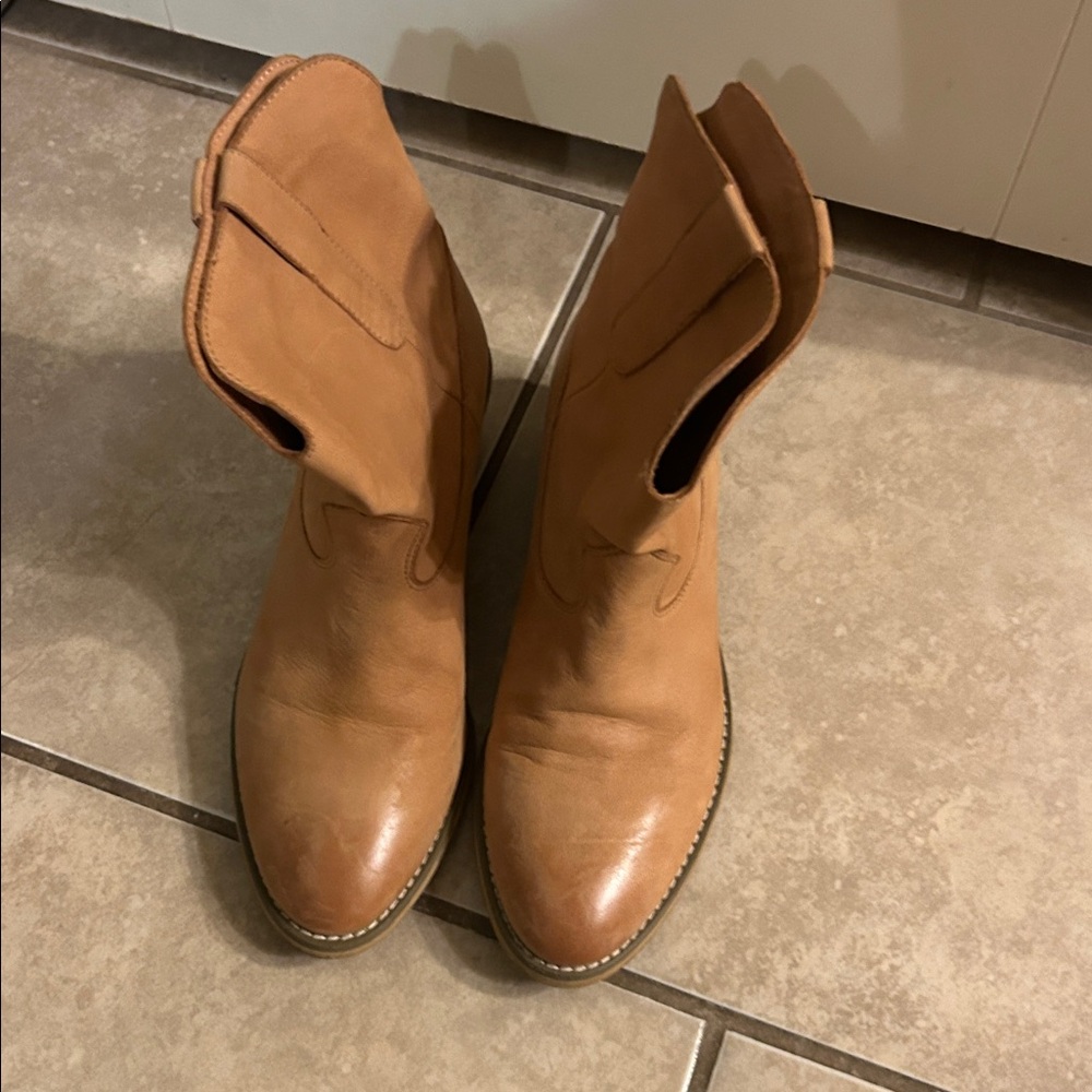 Crown Vintage 7 Tan Leather Women's Boots - Picture 3 of 6